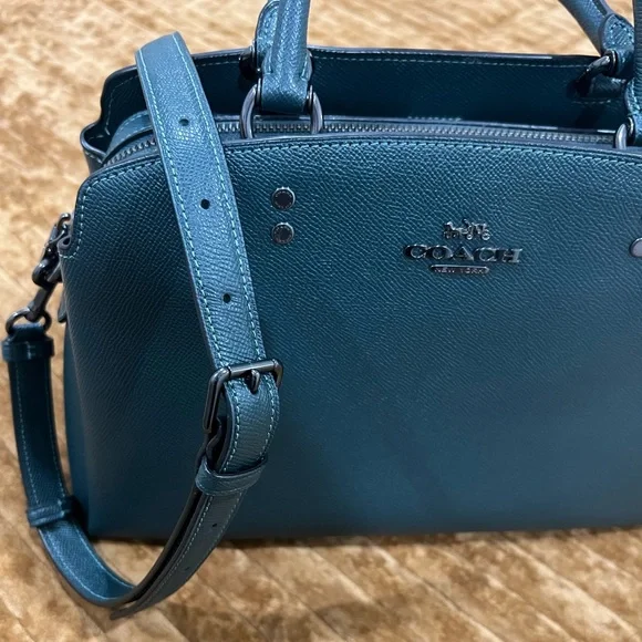 Coach large Lillie 91493 leather forest green satchel crossbody women purse - Picture 10 of 11